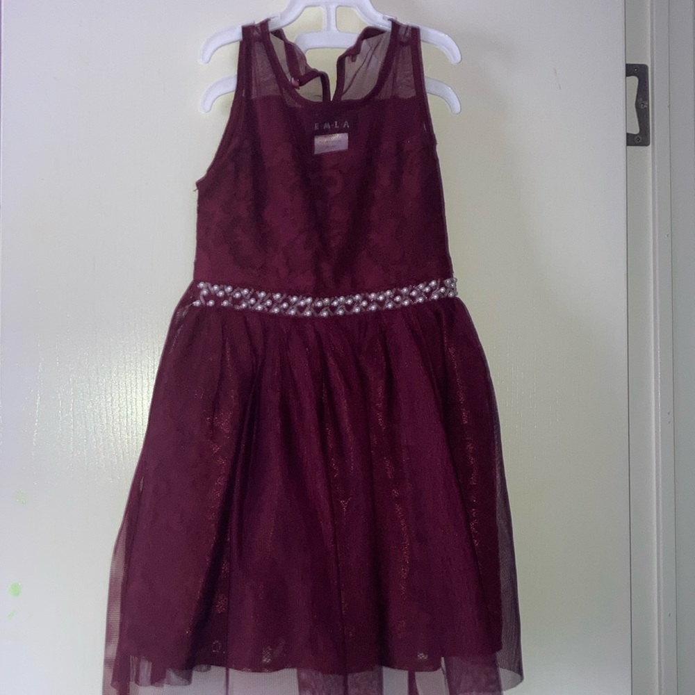 Burgundy Kid Dress by R M L A